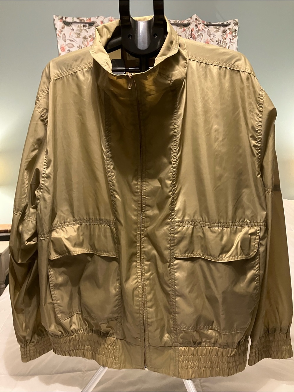 Haband Men’s 3X Olive Khaki Nylon Windbreaker Full Zip Lightweight Jacket